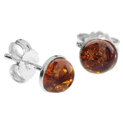 Ohrstecker Classic 6 mm aus Silber 925 mit Bernstein - Elegante Ohrstecker aus 925er Silber mit 6 mm Bernstein, perfekt für Damen, die zeitlosen Schmuck lieben.