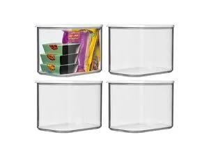 Mepal MODULA Vorratsdose XL 4500 ml 4er Set - Vorratsdosen für trockene Lebensmittel, stapelbar und spülmaschinenfest mit durchsichtigen Deckeln für optimale Sicht auf den Inhalt.