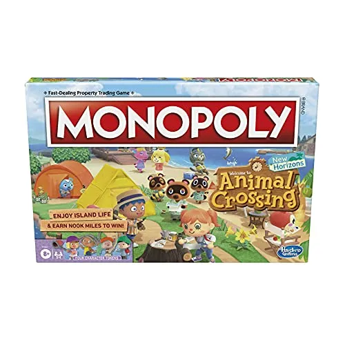 Monopoly Animal Crossing New Horizons Edition Brettspiel für Kinder ab 8 Jahren, lustiges Spiel zum Spielen für 2-4 Spieler, englische Version