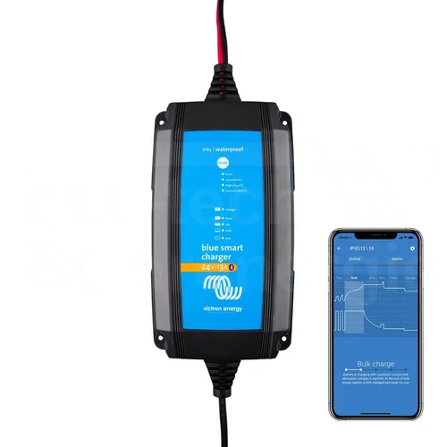 Batterieladegerät 24V Victron BlueSmart IP65 24/13A - Hochwertiges 24V Batterieladegerät für alle Batterietypen, ideal für Camping und Marine. Mit automatischer Spannungserkennung und Bluetooth-Modul für einfache Überwachung.