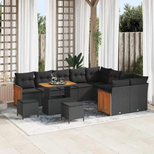 Produktbild vidaXL Garten-Sofa-Set mit Kissen 12 pcs Schwarz