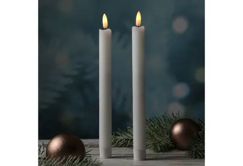 MARELIDA LED-Kerze LED Stabkerzen Tafelkerzen Dinner Spitzkerzen rustikal 25cm weiß 2St (2-tlg)