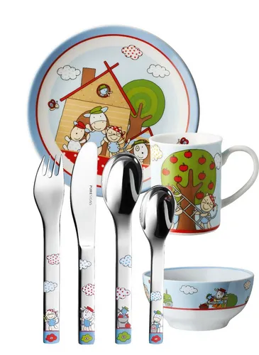 Puresigns Kindergeschirr Set FERME - 7-teiliges Geschirrset im Bauernhof-Look - Kleinkindergeschirrset mit bezauberndem Bauernhof-Design, spülmaschinenfest und ideal für kleine Entdecker. Perfekt für fröhliche Mahlzeiten und als Geschenk zu besonderen Anlässen.