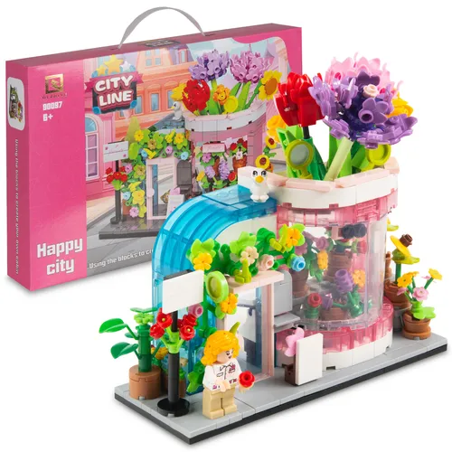 COIL Bausteinset, Bauklötze, Baukasten, Kompatible Blöcke, Spielbauklötze, Eisdiele/ Floristen, ab 6 Jahren, 534 St.