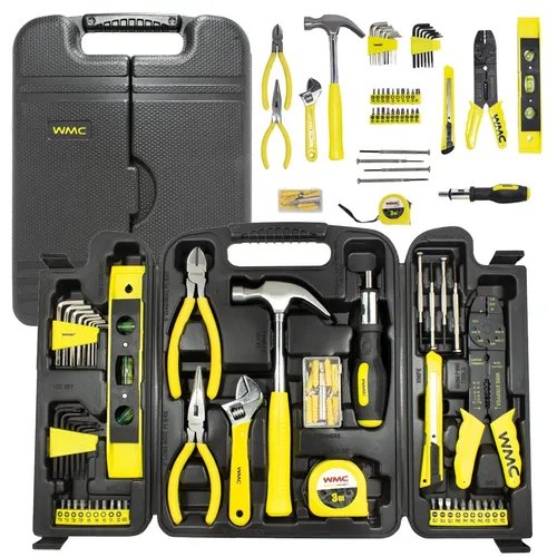 WMC TOOLS Universelles Werkzeugset de 130 Teile im Koffer, unentbehrlich für Reparaturen im Haushalt, Wartung und Bauvorhaben de
