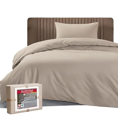 DecoHomeTextil Bettwäsche Set Polycotton Uni Taupe 135x200 cm - Hochwertige Bettwäsche aus 50% Baumwolle und 50% Polyester für erholsamen Schlaf. Pflegeleicht, knitterarm und strapazierfähig – ideal für den täglichen Einsatz.