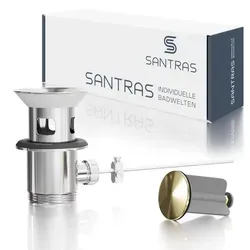 SANTRAS® Exzenter Zugstange-Ablaufgarnitur in Chrom/Edelmessing