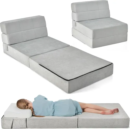 GOPLUS Bodensofa mit Schlaffunktion – 3 in 1 Klappbares Sofabett