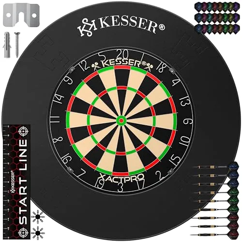 KESSER Dartscheibe Professional Dartboard - Zielscheiben aus Kork mit Dartpfeilen, ideal für präzises Spielen und langlebigen Spaß.