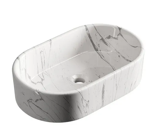 Planetmöbel Aufsatzwaschbecken oval 55 cm - Hochwertiges Aufsatzwaschbecken aus pflegeleichter Keramik, elegant und langlebig, ideal für jedes Badezimmer oder Gästebad.