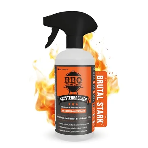 HOTREGA Krustenbrecher Grillreiniger 500 ml | Extra Starker Fettlöser | Aktivschaum gegen Ruß & Eingebranntes | BBQ Grillzubehör Reinigung | Für Grillrost, Smoker, Backofen & Gusseisen