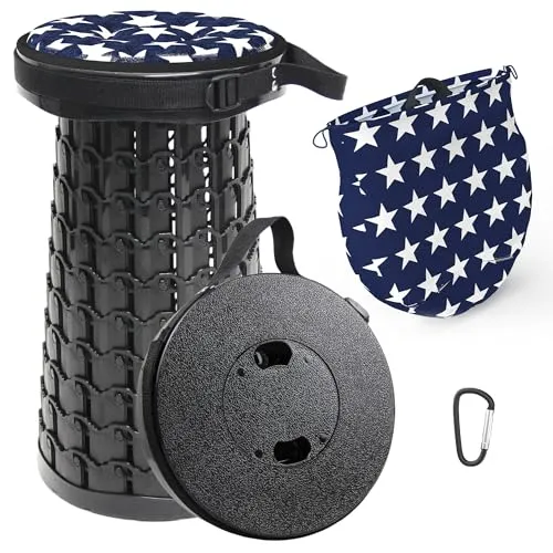 ALEVMOOM Tragbarer Klapphocker,Camping Hocker Teleskophocker,Klappbarer Hocker,Mini Leichte Campinghocker für Outdoor Camping Angeln BBQ Drinnen Küche,Belastung 600lbs