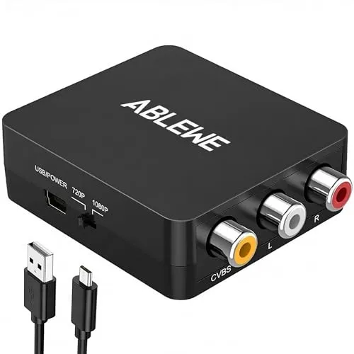 ABLEWE RCA auf HDMI Konverter, AV zu HDMI Adapter 1080P Mini Cinch Composite CVBS Video Audio Konverter Adapter