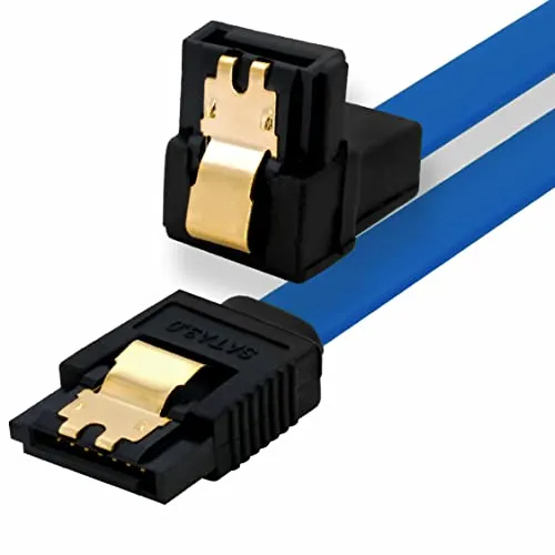 BIGtec 0,5m SATA Kabel S-ATA III Datenkabel Anschlusskabel blau Winkel HDD SSD 6GBit/s Stecker L-Type/L-Type 90° 50cm vergoldet gerade/gewinkelt serial ATA Verriegelung SATA-3
