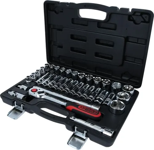 KS Tools 918.0635 1/2 Zoll CHROMEplus Steckschlüssel-Satz - 35-tlg. Werkzeug-Set mit hochglanzverchromten Stecknüssen und 72-Zahn Umschaltknarre, ideal für Profis und ambitionierte Handwerker in der Werkstatt.