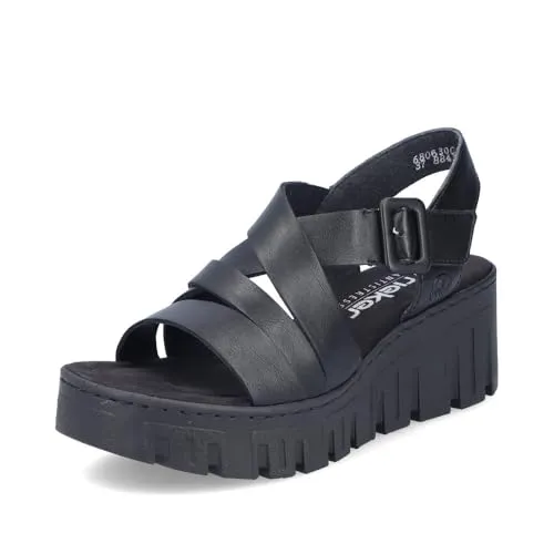 Rieker Damen Klassische Sandalen 68063, Frauen Sandalen,Sommerschuhe,Freizeitschuhe,offene Schuhe,Strandschuhe,schwarz (00),42 EU / 8 UK