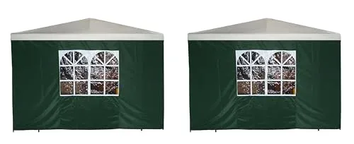 DEGAMO Pavillonseitenteil 2er Set 3x1,9m mit Fenster in grün von DEGAMO