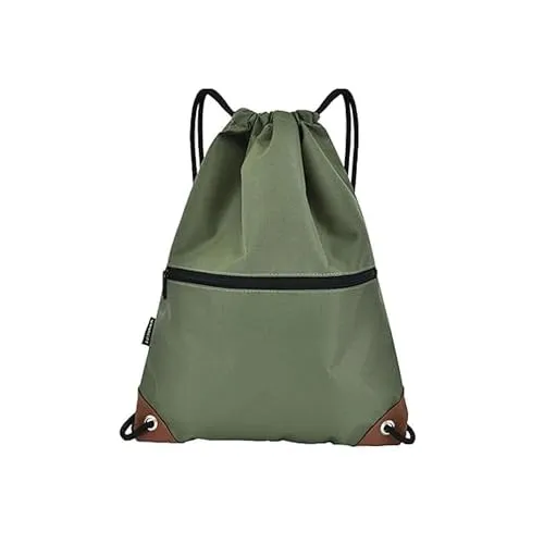 CINY Wasserdichter Turnbeutel mit Kordelzug, Rucksack, Sporttaschen für Damen und Herren mit Reißverschluss, Wasserdichte Kordeltasche Für Sport, Strand, Schwimmen, Wandern, Reisen (Grün)