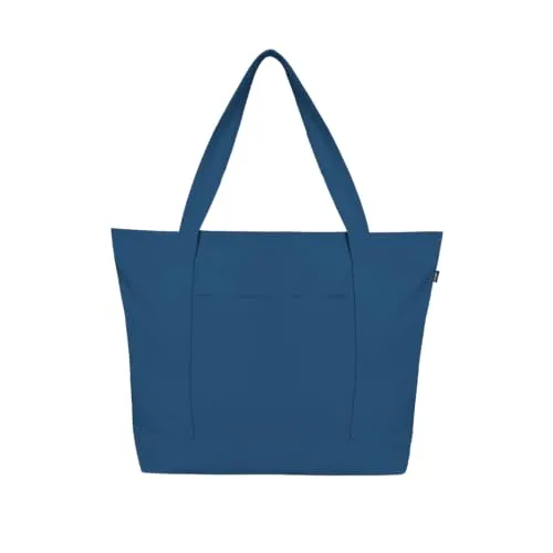 Eco Right Canvas Tote Bag for Women with Zip & Inner Pocket, 100% Organic Cotton Tote Bags for Men, Shopping, Beach
