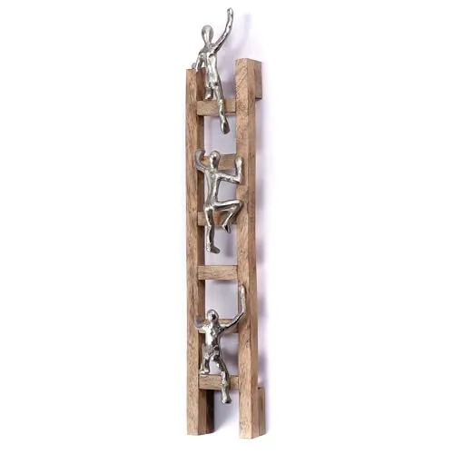 CREEDWOOD Wand SKULPTUR Climb | 58cm aus Mangoholz und Alu in beige von CREEDWOOD