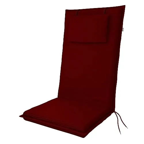 Doppler Auflage Hochlehner Elegant Bordeaux I Gartenstuhl-Polster 119x48x6cm aus Baumwolle & Polyester I Sitzauflage weich & bequem I Sitzkissen zum Festbinden an Gartenstuhl