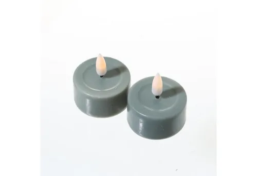 Deluxe Homeart LED-Kerze LED Teelichter Mia flackernd mit Batterien D:4,1cm salbeigrün 2St (2-tlg)