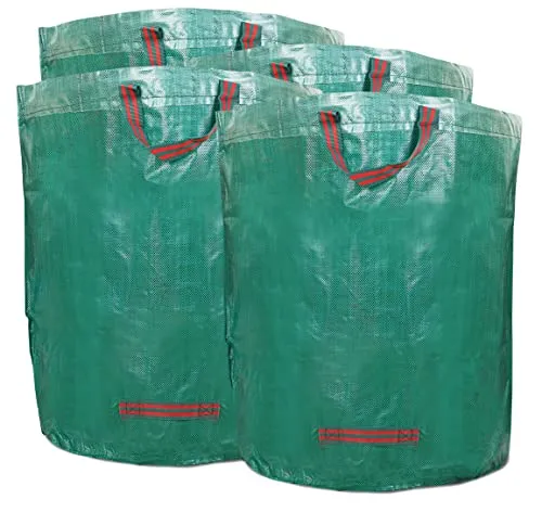 WUNDERGARDEN 4X 272L Gartenabfälle, Laub, Grünschnitt, Pflanzenabfälle, Kompost - Rundes Format, selbststehend und faltbar - Laubsäcke & Gartensäcke