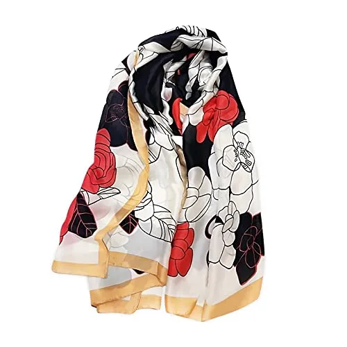 Seidenschal Damen Warm Weich Seidentuch Künstlerische Tusche- und Waschmalere...