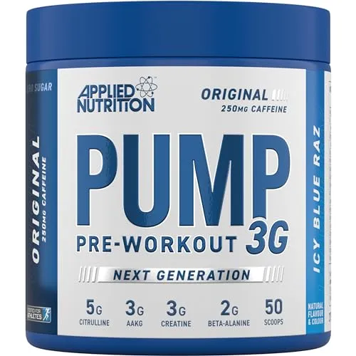 Applied Nutrition Pump 3G Booster Pre Workout - Mit Creatin Monohydrat - Energie, Fokus & Leistung (375g (Pack of 1), Icy Blue Raz)