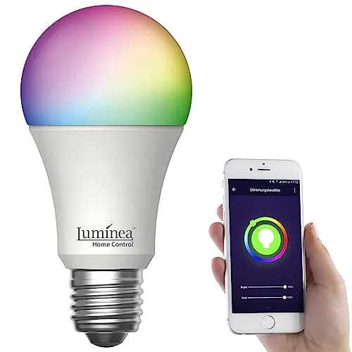 Luminea Home Control Leuchtmittel: WLAN-LED-Lampe, E27, RGB-CCT, 14 W (ersetzt 150 W), 1.520 lm, App (Smart LED E27, Alexa Lampe, Stimmungslicht)