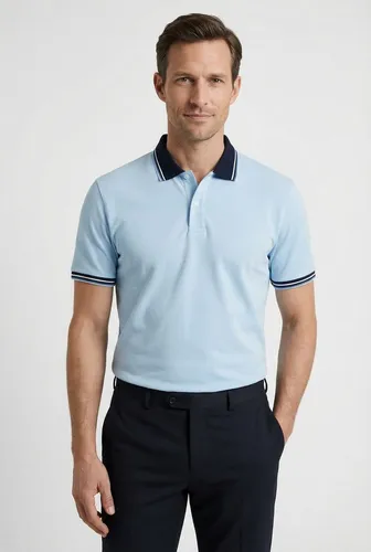 OLYMP Herren Polo-Shirt Kurzarm Casual - Pikee Regular Fit, XL - Poloshirt für Herren in blau mit Pikee-Muster, pflegeleicht und ideal für lässige Anlässe. Perfekte Passform im Regular Fit für höchsten Tragekomfort.