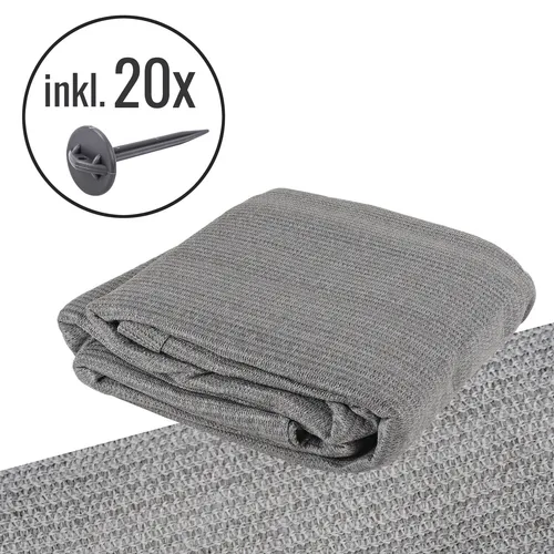 wamovo® Vorzeltteppich 250 x 400 cm grau atmungsaktiv, gesäumt + 20x Zeltnägel