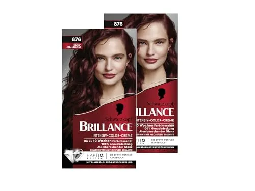 Brillance Intensiv-Color-Creme 876 Edelmahagoni (2x 160 ml), dauerhafte Haarfarbe mit Diamant-Glanz und Pflege-Conditioner, für 10 Wochen Farbintensität