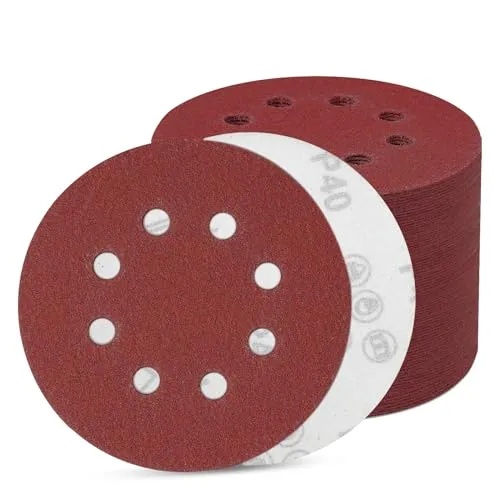 Stück Schleifpapier 125mm Klett, Schleifscheiben 8 Loch, Exzenter Runde Schleifpapier (80 Stück 40 Körnung) 100
