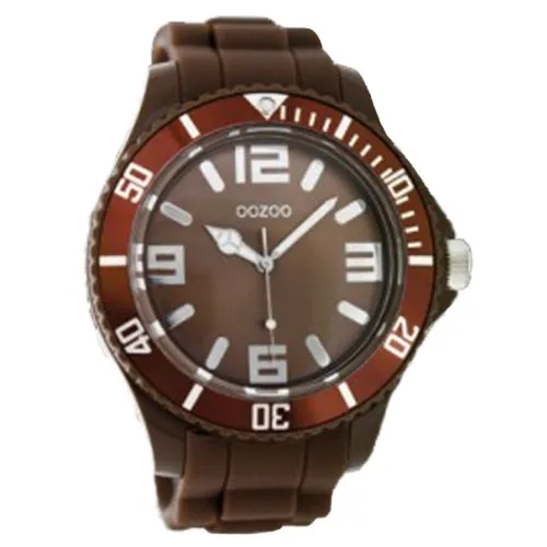 Oozoo Herren-Armbanduhr XL Analog Silikon C4658 Darkbrown - Armbanduhren für Herren, stylisch mit braunem Silikonband, spritzwassergeschützt und ausgestattet mit hochwertigem Miyota Quarzwerk für präzise Zeitmessung.