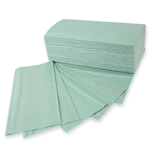 5000x HygoClean Papierhandtücher - 1-lagig, grün, 25x23 cm - Papiertücher aus 100 % Recyclingpapier, ideal für stark frequentierte Waschräume. Mit optimaler Saugstärke und V/Falztechnik für einfache Entnahme.
