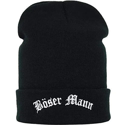 EXPRESS-STICKEREI Lustige Strickmütze - Warme Wintermütze mit Spruch Böser Mann - Beanie für Damen und Herren - Unisex Wollmütze - Haube mit Spruch