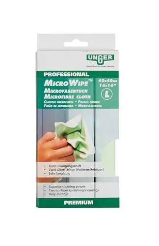 Unger Microfaser-Glastuch (40 x 40 cm, zum Reinigen von Fenster und Spiegel, Microfasertuch, Mikrofasertuch) 79050