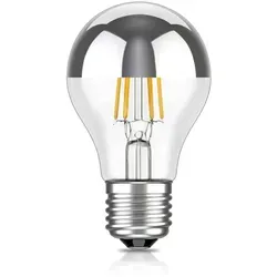 ledscom.de E27 LED Leuchtmittel, A60, warmweiß (2700 K), 4,1 W, 461lm, Kopfspiegel (silber)