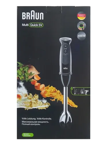 Braun Stabmixer MQ 5277BK - 1000 Watt MultiQuick 5 Vario Pürierstab, inkl. 4-teiligem Zubehör-Set und EasyClick-System für optimale Ergebnisse