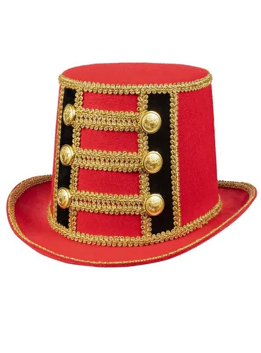 Boland Kostüm Dompteur Hut, Zirkus Zylinder mit Zierborten in rot von Boland