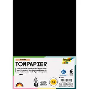 Folia Tonpapier 6390, A3, schwarz, 130g/m², 50 Blatt