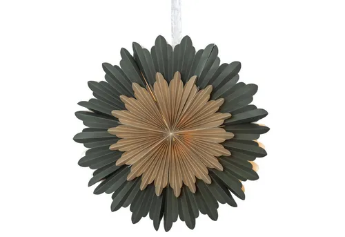 MARELIDA Papierstern Crystal - Dekorationsstern in Grün - Hängender Weihnachtsstern aus 2-lagigem Papier, Durchmesser 50cm, in grün/gold, ideal für stimmungsvolle Dekoration, mit der Möglichkeit zur Beleuchtung.