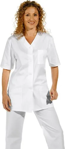 LEIBER Damen-Kasack kurzarm - Größe 38 - Medizinische Berufsbekleidung, eleganter und bequemer Hosenkasack in reinem Weiß, ideal für den Einsatz im Gesundheitswesen.