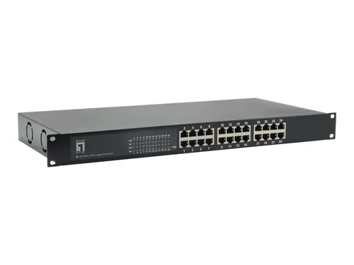 LevelOne 24P GB POE SWITCH 802.3AF/AT - Netzwerk-Switch mit 24 Gigabit Ethernet Ports, ideal für die Stromversorgung von Geräten über PoE, perfekt für moderne Netzwerkinfrastrukturen.