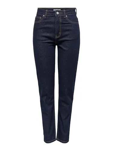 ONLY Straight-Jeans blau 31/32 - Stylische Straight-Jeans in Dark Blue Denim, bequem durch 1% Elasthan und perfekt für lässige Looks.