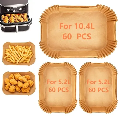 Stück Backpapier für Heißluftfritteuse für Ninja AF500EU AF500EUCP, Cecotec 9000,5.2L/10.4 Airfryer Backpapier für Ninja Foodi FlexDrawer Dual Zone AF500EU 10.4L Heißluftfritteuse 180