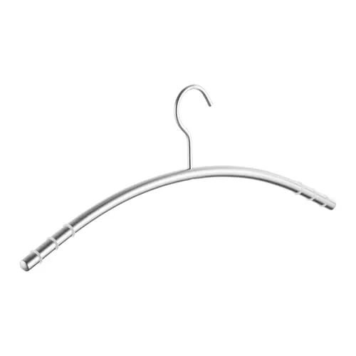 SOTECH Design Kleiderbügel Edelstahl SS201 mit Antirutsch-Ringen (Haken 360 Grad drehbar, Rundrohr massiv Ø 12 mm x 433 mm, gebürstet) Blusenbügel für Kleiderschränke und Garderoben