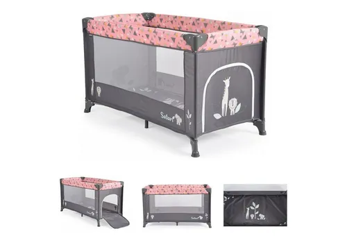 Moni Baby-Reisebett Reisebett, Laufstall Safari, Matratze Sichtfenster Seiteneingang Tragetasche