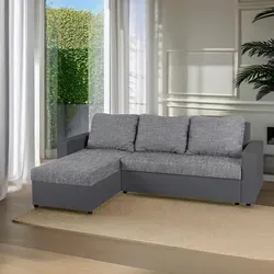 P & B Ecksofa, Grau, Textil, Füllung: Schaumstoffflocken, seitenverkehrt montierbar, 228x147 cm, Liegefunktion, Rücken echt, Wohnzimmer, Sofas & Couches, Wohnlandschaften, Ecksofas mit Schlaffunktion
